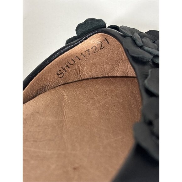 J Jill Elegant Black Leather Flats Dorsay Floral Pointed Toe Paris Chic Size 9 - Picture 10 of 11